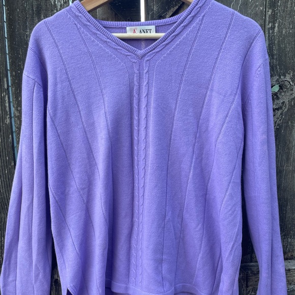 Purple Vintage V neck Sweater - Picture 2 of 5
